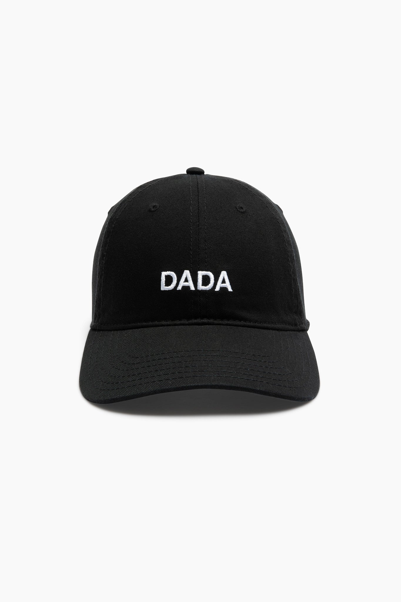 Black cap with 'DADA' text on a white background
